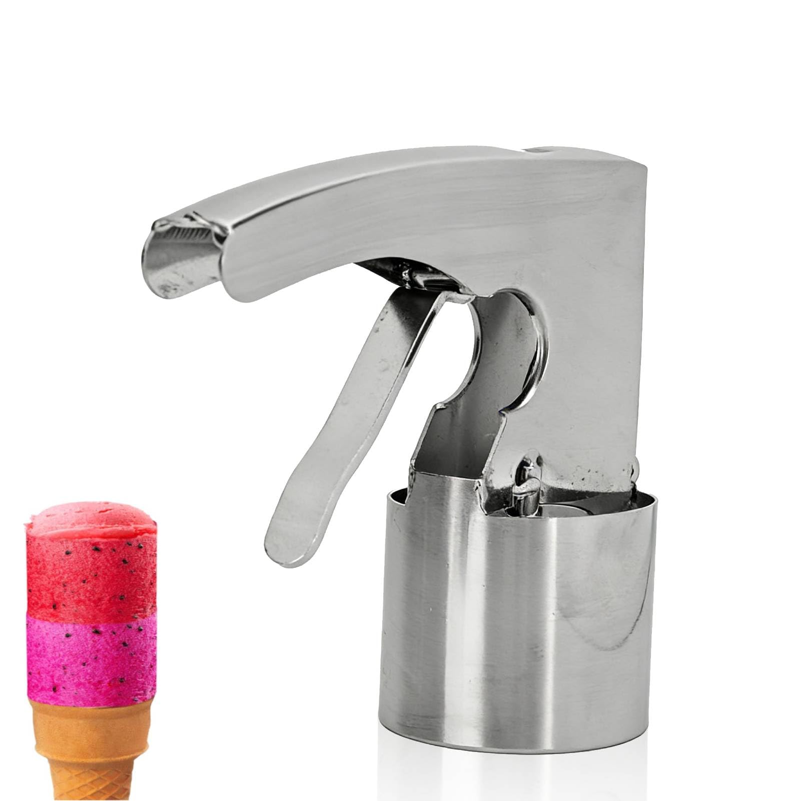 Cuillère à glace cylindrique en acier inoxydable avec gâchette Design ergonomique Cuillère à glace réglable Old Time