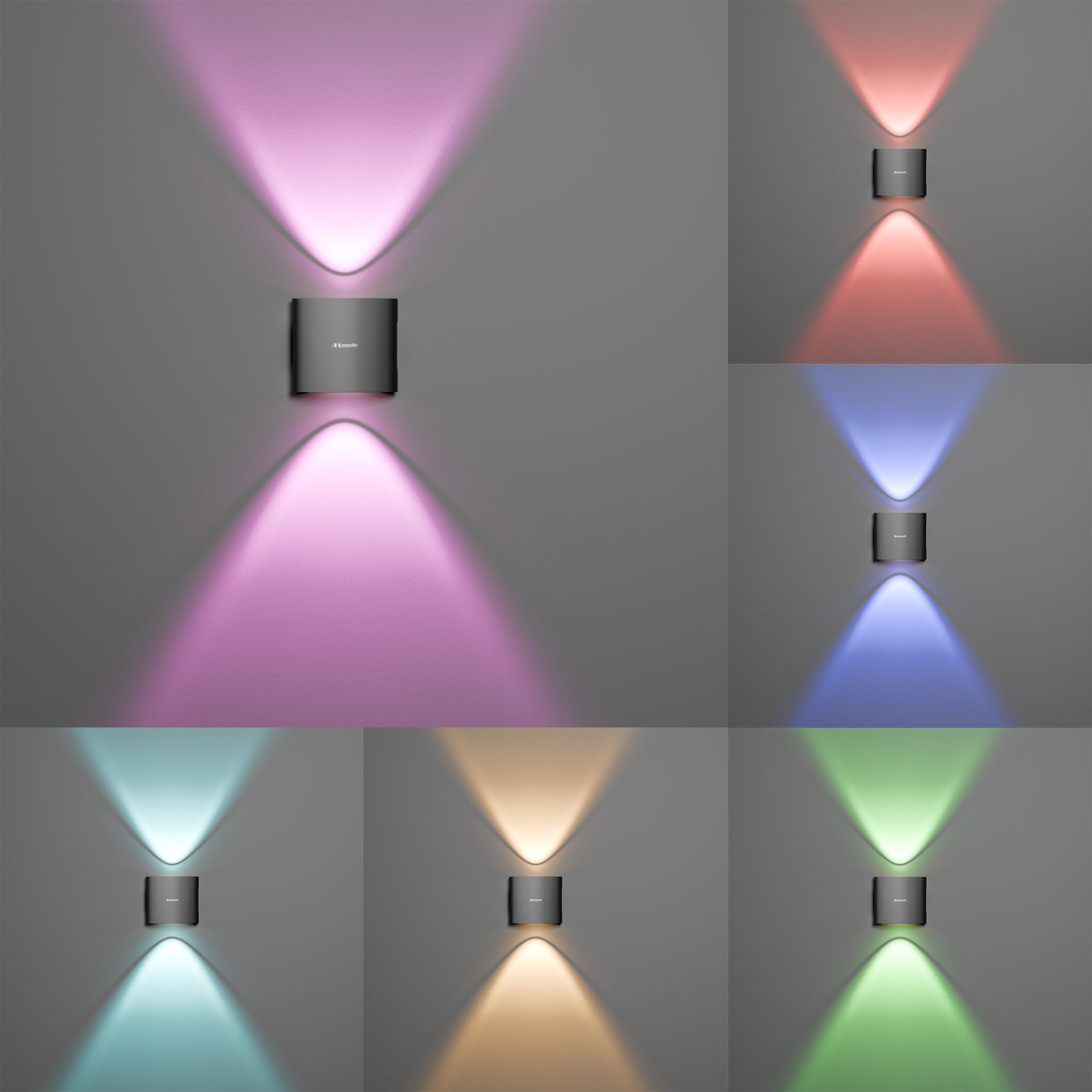 Murphy 2W LED Outdoor Wall Light | 2-Way Curved Beam| with–2-Year Warranty | 7+ Auto-Changing Colours IP66 Waterproof Aluminium Body, Pack of 10