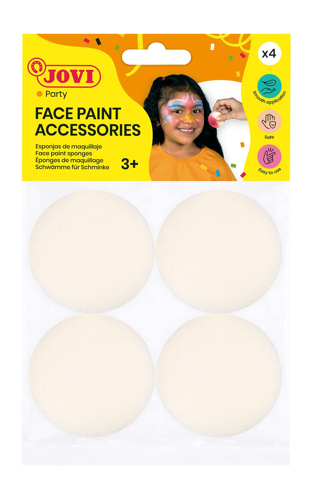 Jovi - Esponjas de maquillaje facial de alta densidad, 4 unidades, reutilizables (17904SP)
