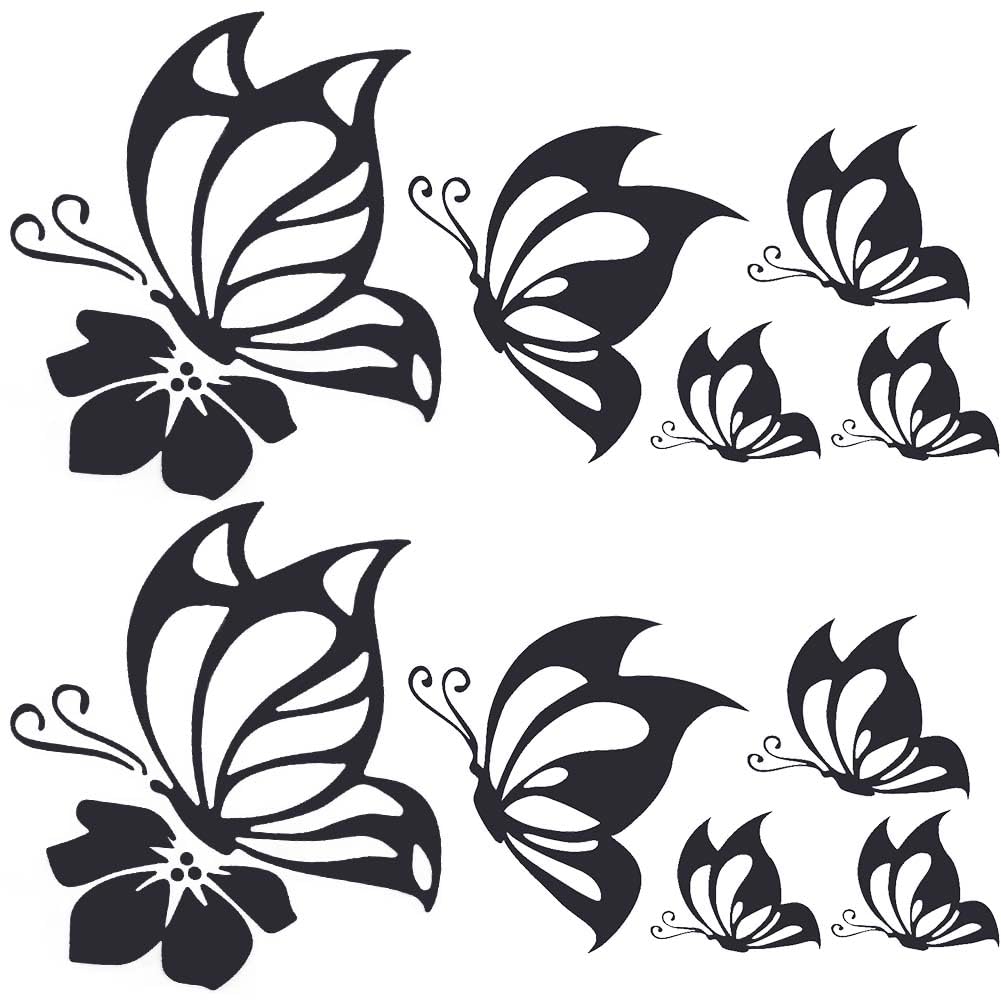 GORGECRAFT 2 Sheet Butterfly Car Decal Set Butterfly Vinyl Waterproof Sticker Women Car Stickers and Reflective Decals for Suv Truck Motorcycle Doors Walls Laptop, Black