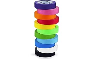 Colored Painters Tape Assortment: 11 Roll Multi-Pack for Arts & Crafts, Labeling & Color-Coding