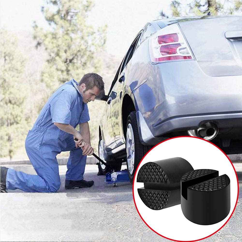 EXLECO 2 Pièces Jack Pad Caoutchouc 75x75x50mm - Tampon Protecteur Universel Pour Cric Voiture Et SUV