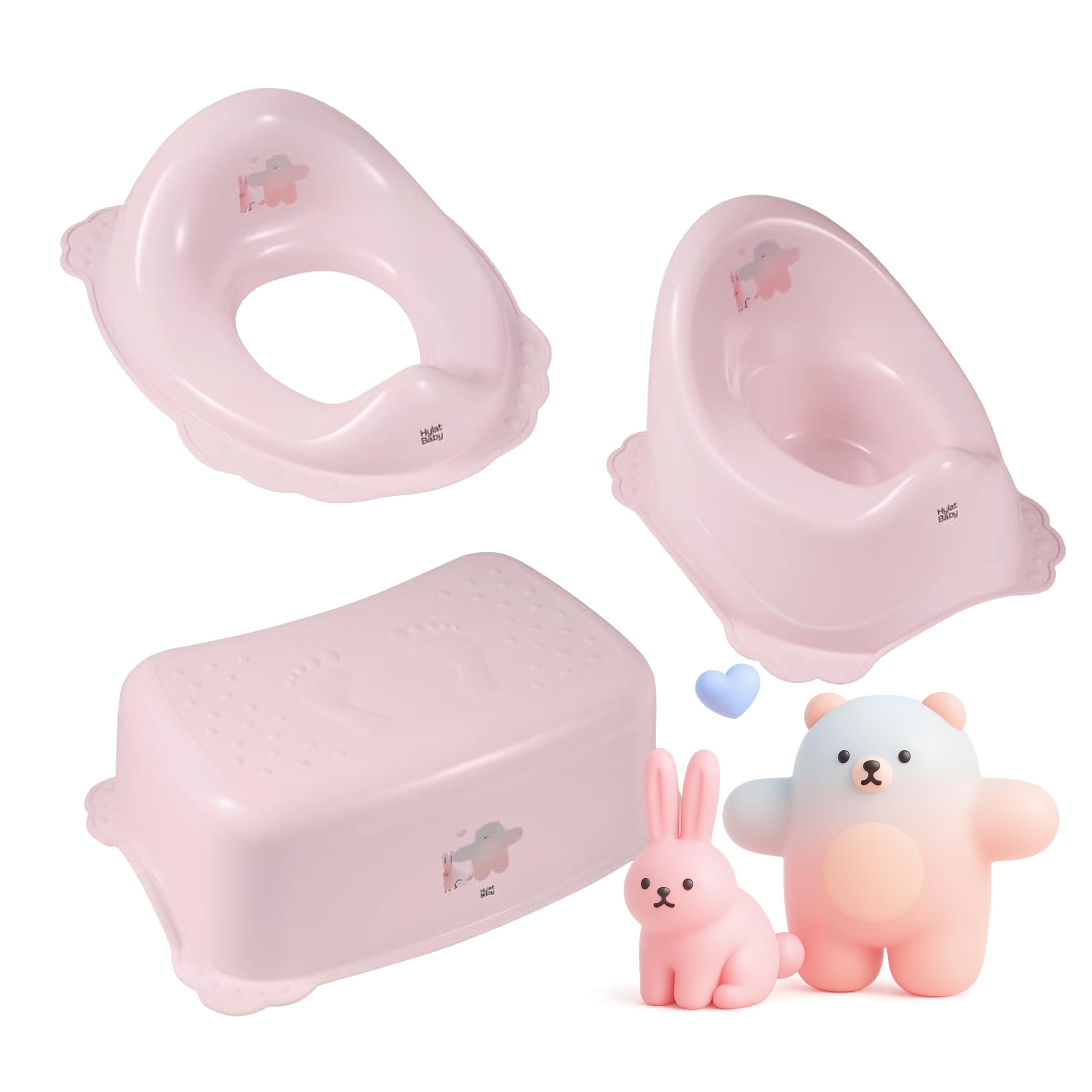 Hylat Baby 3in1 Töpfchen-Set für Kinder - Toilettensitz, Tritthocker & Töpfchen - Kindertoilette fürs WC-Training - Sicher & Komfortabel Farbe - Rosa, Motiv - Friends