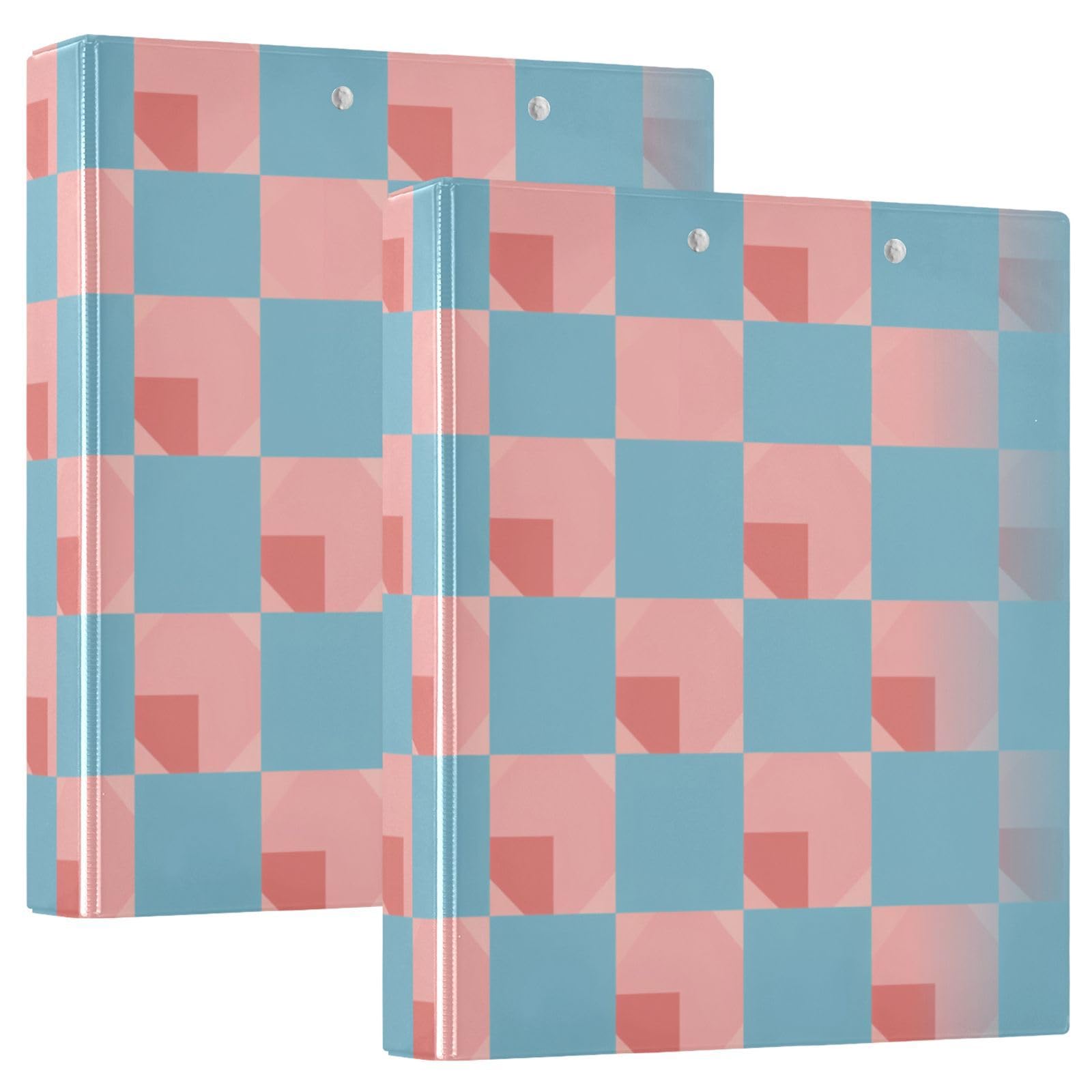 Raccoglitore scolastico da 2,5 cm e mezzo a scacchi azzurri e rosa