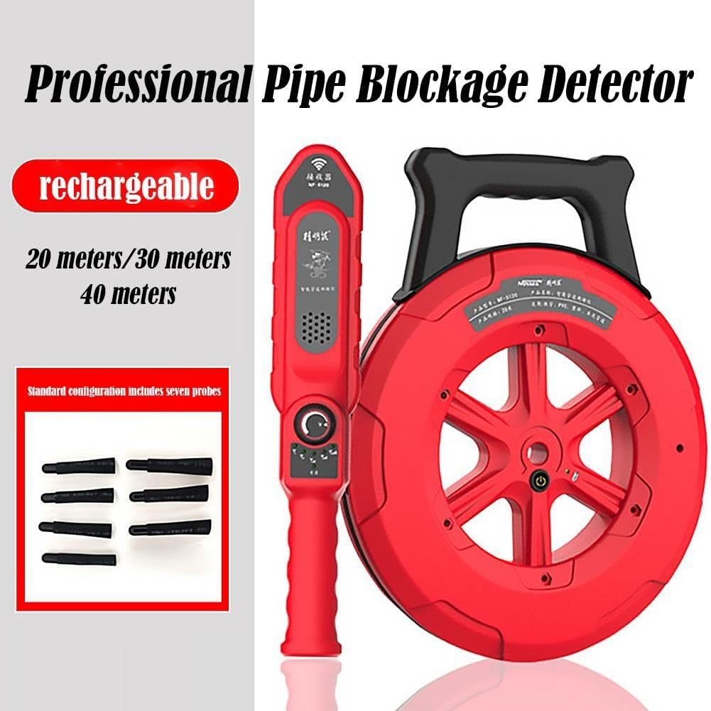 Localizador de alcantarillado subterráneo de bloqueo de tuberías de 20 m con 7 sondas | Escáner impermeable y tubos de metal de pared | Para PVC