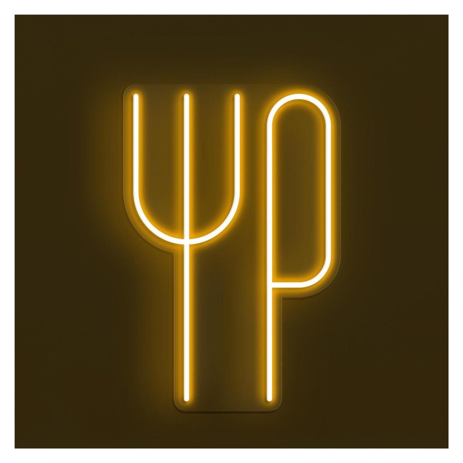 Rongch Yellow Hanging Art Signs Fork Knife Neon Sign Handmade, Suitable For Restaurants Decor With Brightness Adjustable 30Cm(Yellow)