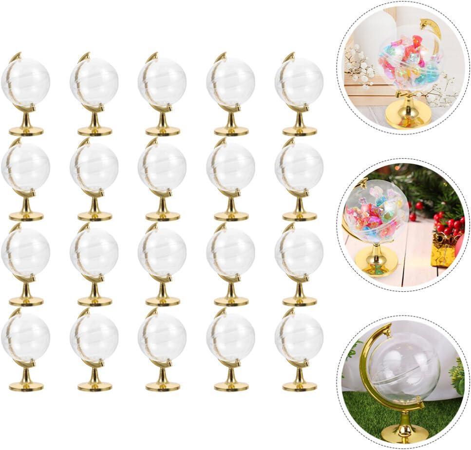 Ciieeo Earth Shaped Candy Boxes 4.53 Inch Clear Globe Party Favor Containers Wedding Cases Small Item Storage