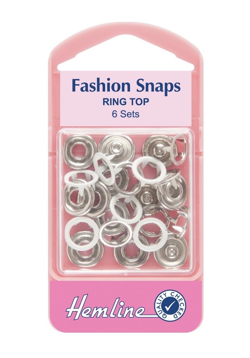 Fashion Snaps Ring Top 6 Sets 11mm White