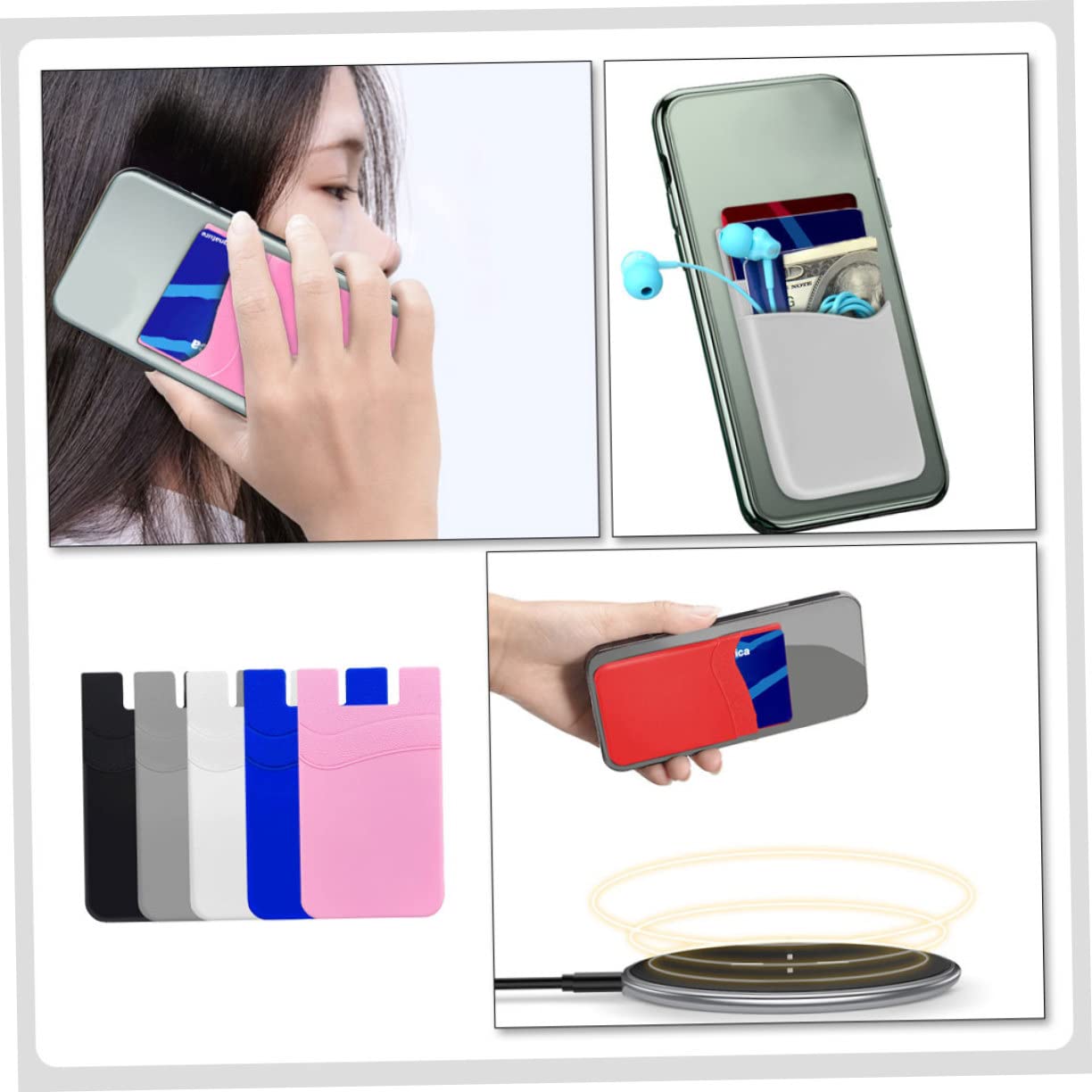 Hemobllo 10pezzi Porta Carte Adesivo Per Smartphone Portafoglio Pratico Per Cellulare Antiscivolo e Creativo Adatto Tutti Modelli Di Telefono