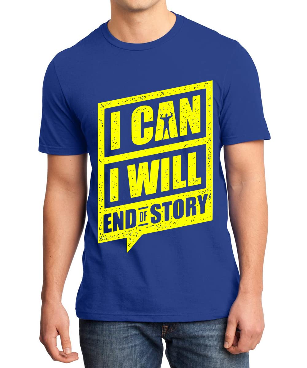 Caseria Men's Round Neck Cotton Half Sleeved T-Shirt with Printed Graphics - I Can I Will