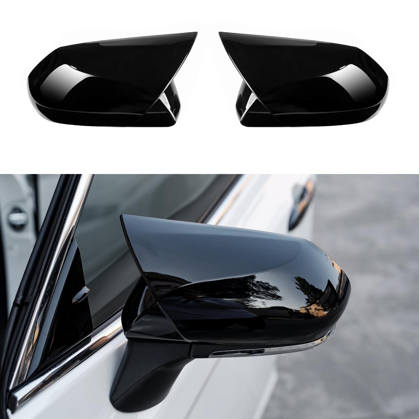 CKE Compatible with Toyota Camry 2026 2025 2024 2023 2022 2021 2020 2019 2018 Accessories Aggressive Look Car Exterior Door Side Rearview Mirror Guard Cover Trim Caps -Glossy Black