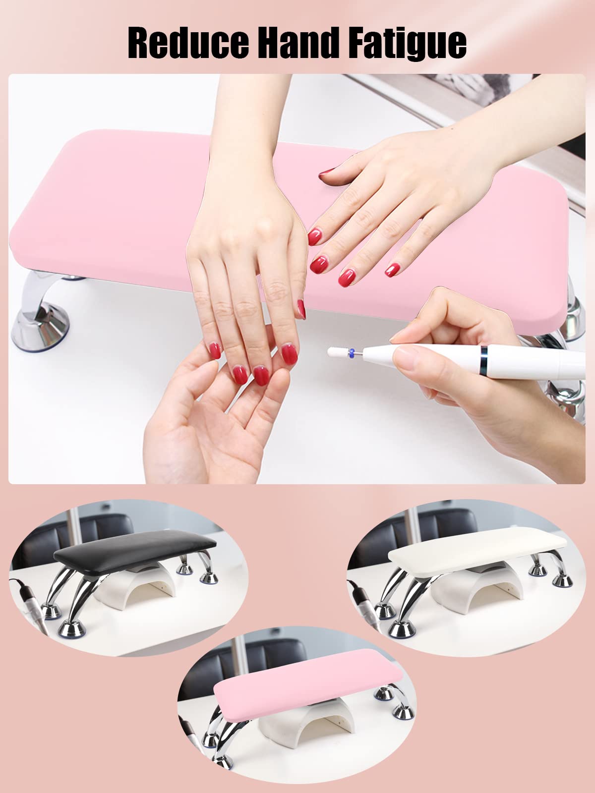 LIONVISON Cuscino per le Mani per Braccioli per Unghie,Supporto per Manicure in Pelle Microfibra Cuscino per Poggia Unghie Cuscino per Poggia Unghie Antiscivolo per (rosa)