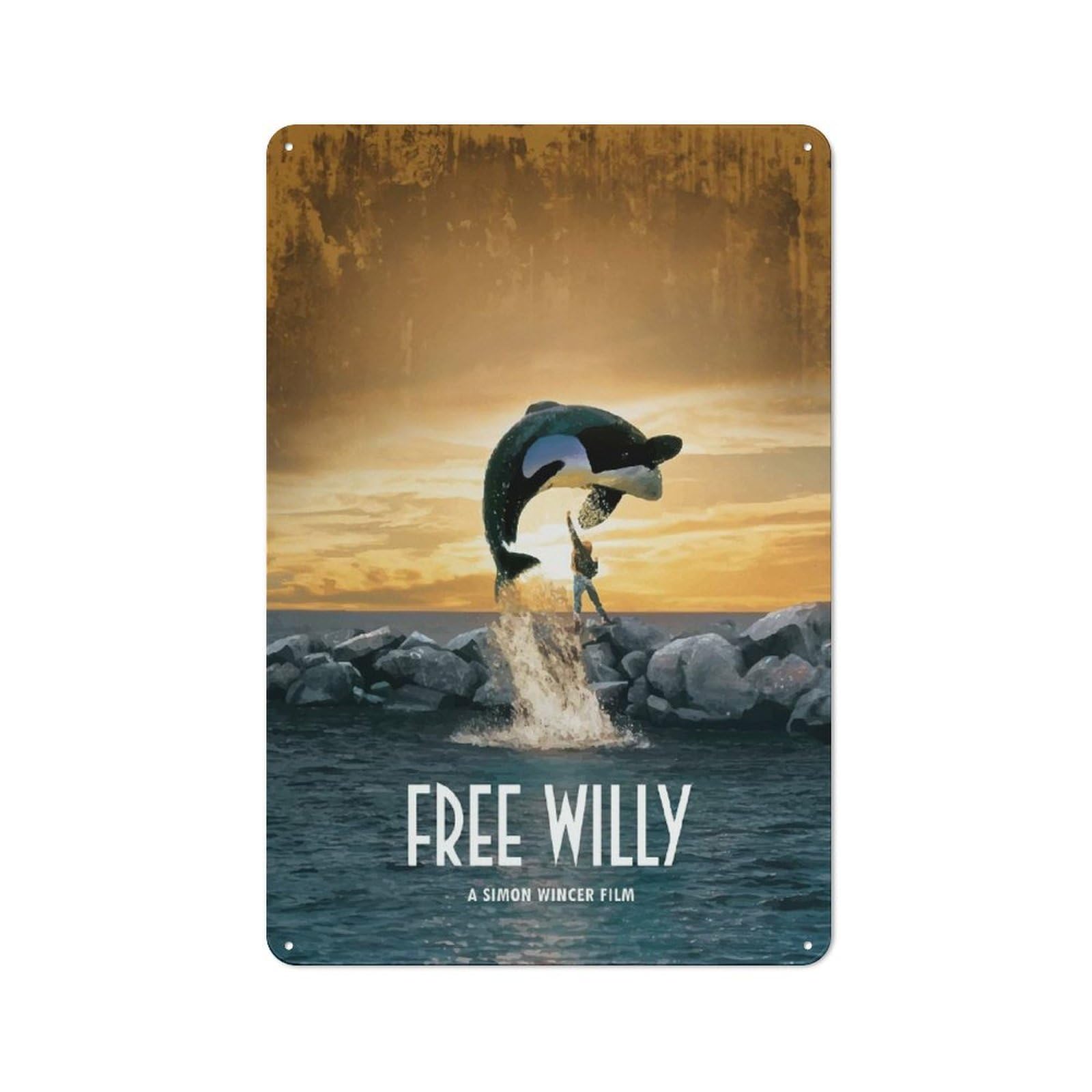Junmoney Free Willy Tin Wall Plaque 30X20cm With For Bar Or Restaurant, Housewarming Wall Decor For People Furnishing Bar And Restaurant