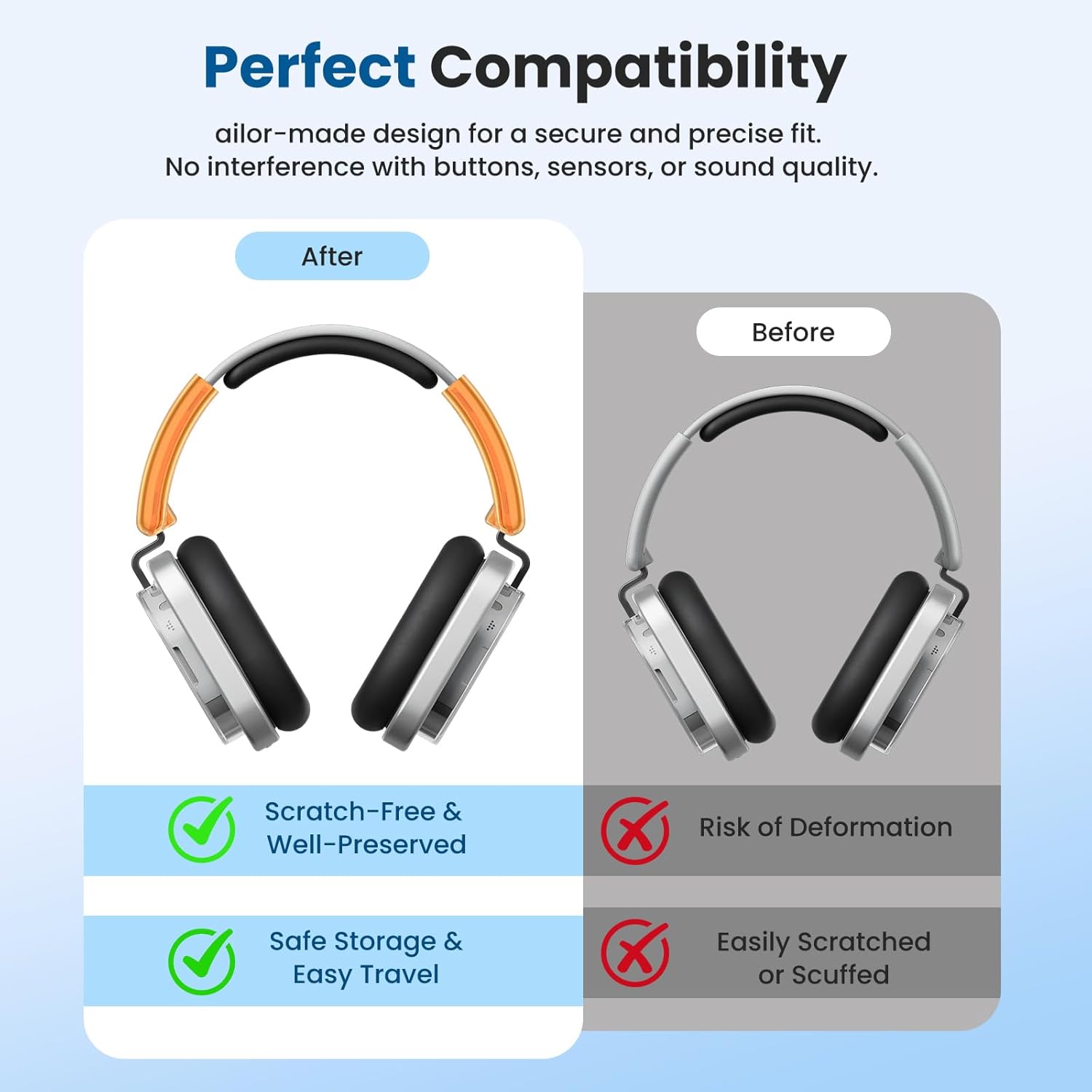 Headband Protector for Nothing Headphone (1) – Transparent PC Cover,Washable Anti-Collision Shockproof Hard Shell,Protects Headband from Scratches and Wear,Clear Orange - Image 3