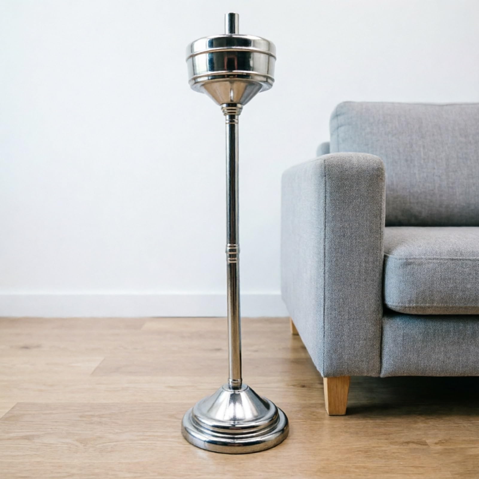 Cendrier en acier inoxydable, cendrier sur pied réglable pour une utilisation en extérieur, cendrier amovible avec socle et couvercle, cendriers de sol(Silver)