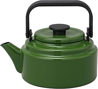 Noda Horo AM-20KG Amu Kettle, Enamel Kettle, 0.5 gal (2.0 L), Induction Compatible, Green, Made in Japan
