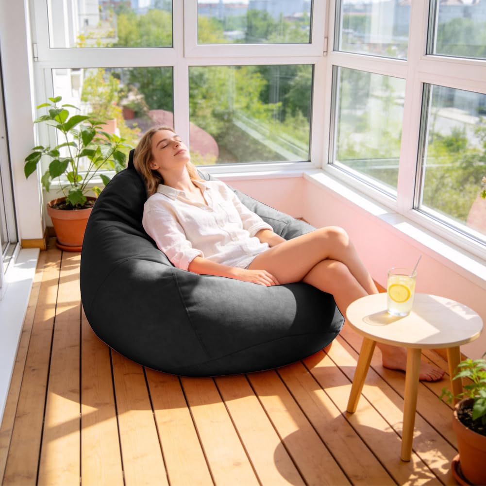 DASIAUTOEM Pouf XL (sans remplissage), Poufs forme goutte uniquement housse, Grand pouf de jeu XL Bean Bag Chair, Pouf sans remplissage pour salon chambre des enfants canapé extérieur déco, 100x120 cm