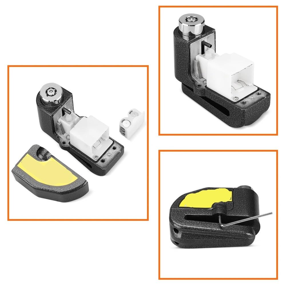 Bloccadisco Moto Allarme moto Blocco freno a disco antifurto di sicurezza adatto per Vespa Blocco manubrio(Orange)
