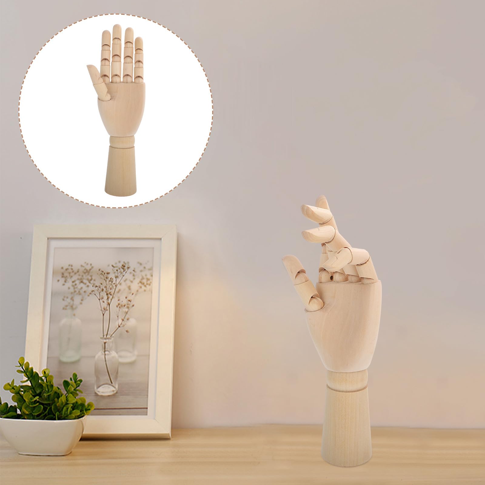 Angoily Holz Handmodell mit Flexiblen Fingergelenken Künstler Handpuppe für Skizzieren Malen Kreative Handzeichnung Realistische Holzmodell Hand für Kunst und Design
