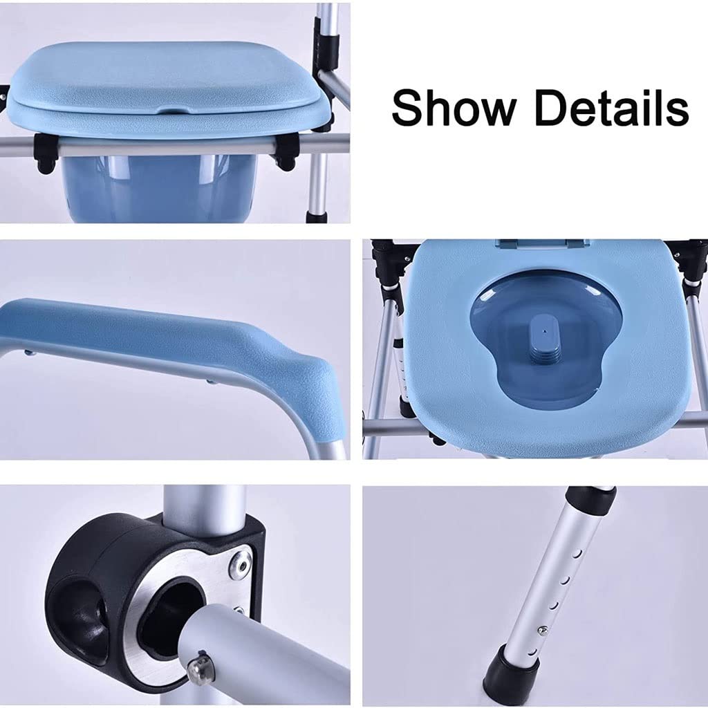Składana Komoda/Krzesełko Pod Prysznic Waterside Commodes Krzesło prysznicowe WC, regulowany wysokość/składany/antypoślizgowy/z podłokietnikami/oparciami i wiadrem toaletowym, do 150 kg Krzesł