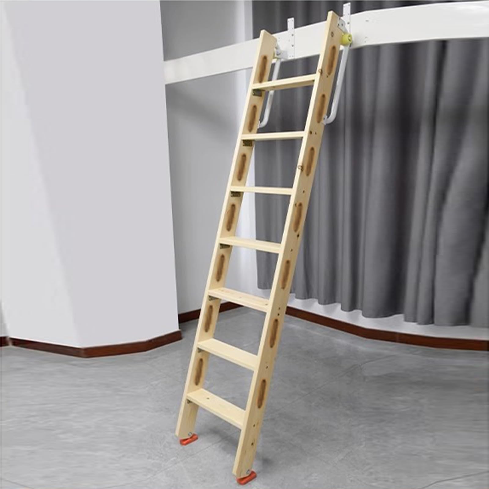 Échelle de lit superposé inclinée en bois pour chambre d'enfant sécurisée