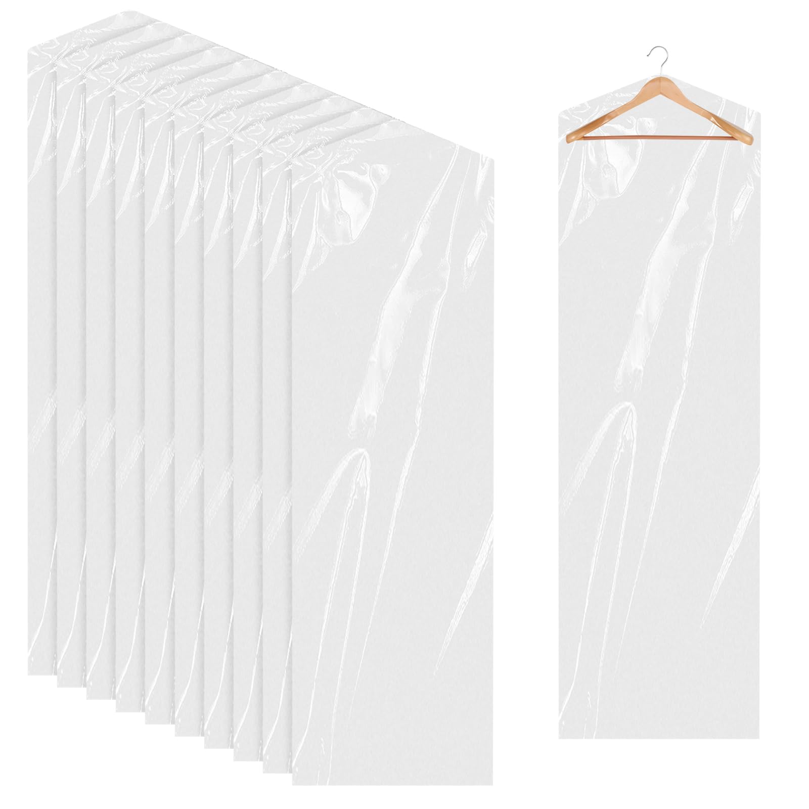 10Pcs Dry Cleaner Bags Plastic Clear Dress Bag 71-Inch Long Dry Cleaning Bag for Clothes Plastic Garment Bags