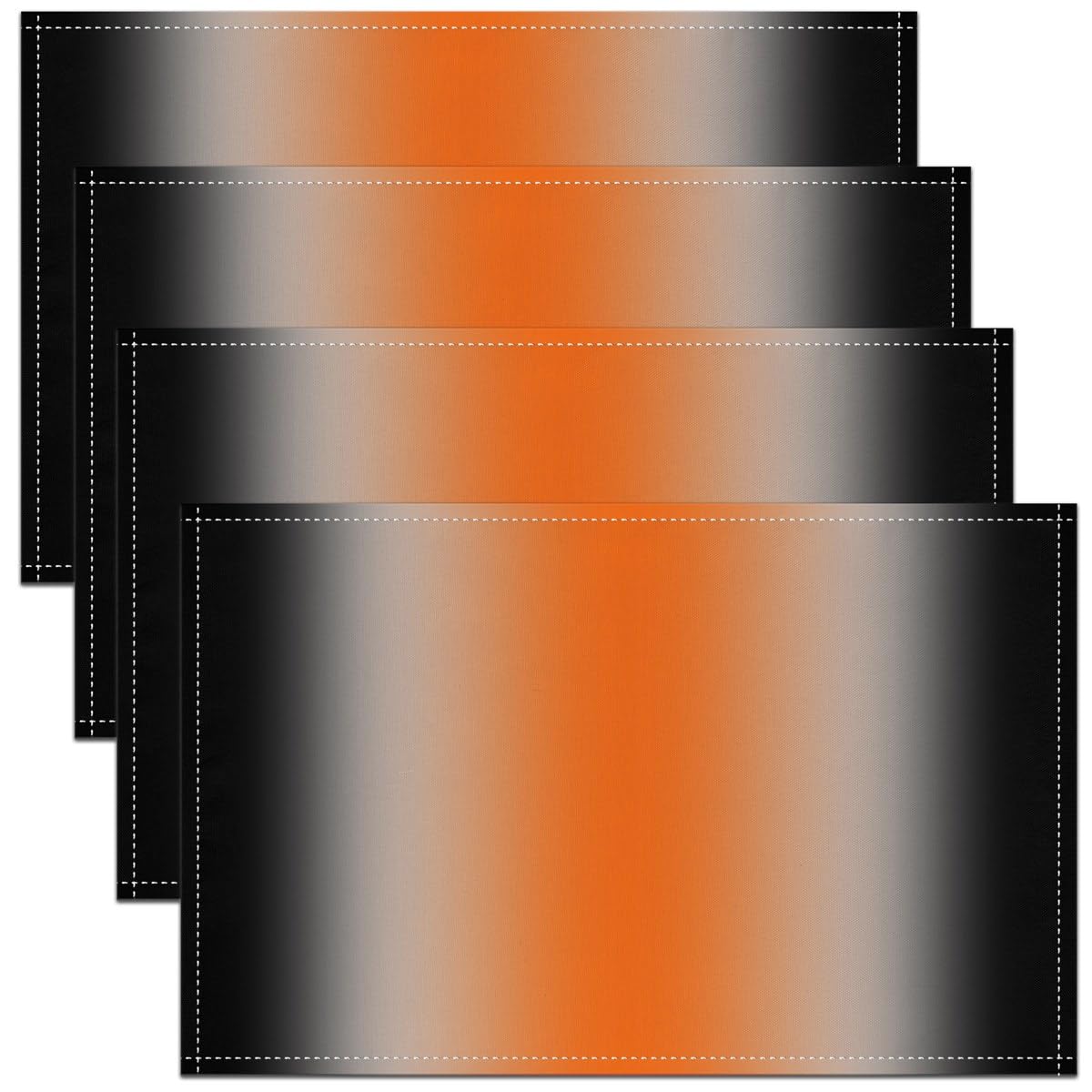 Orange Ombre Black Placemat 45x30cm - Gradient Style Table Mats For Kids - Washable Microfiber Fabric Abstract Table Mats