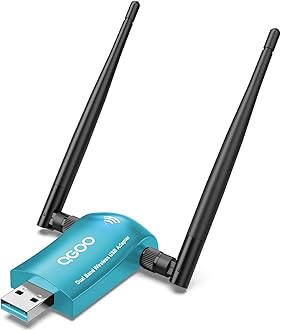 Wireless WiFi Adapter for PC - QGOO AC1300Mbps USB 3.0 Dual Band 2.4G/400Mbps 5G/867Mbps Network Dongle with 5dBi High Gain Dual Antennas for Desktop Laptop PC, Support with Windows11/10/8/7, Green