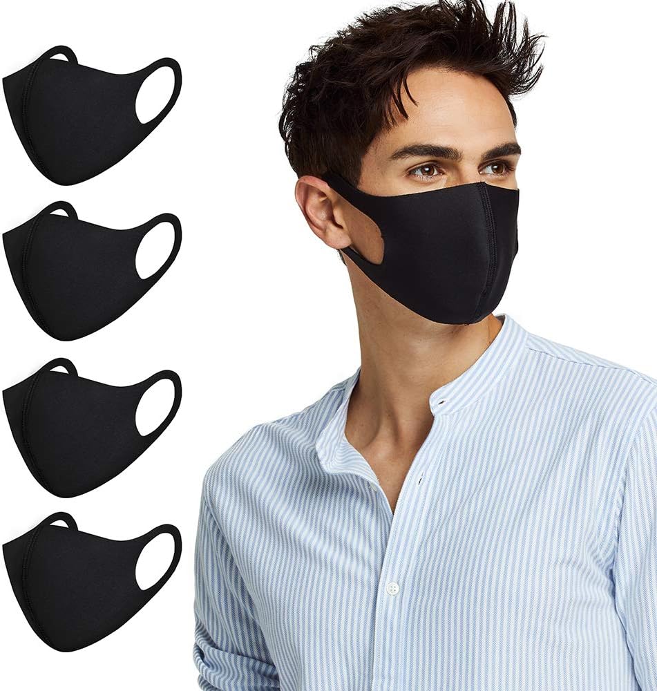 Black Contoured Non-Medical Face Mask - Set Of Four