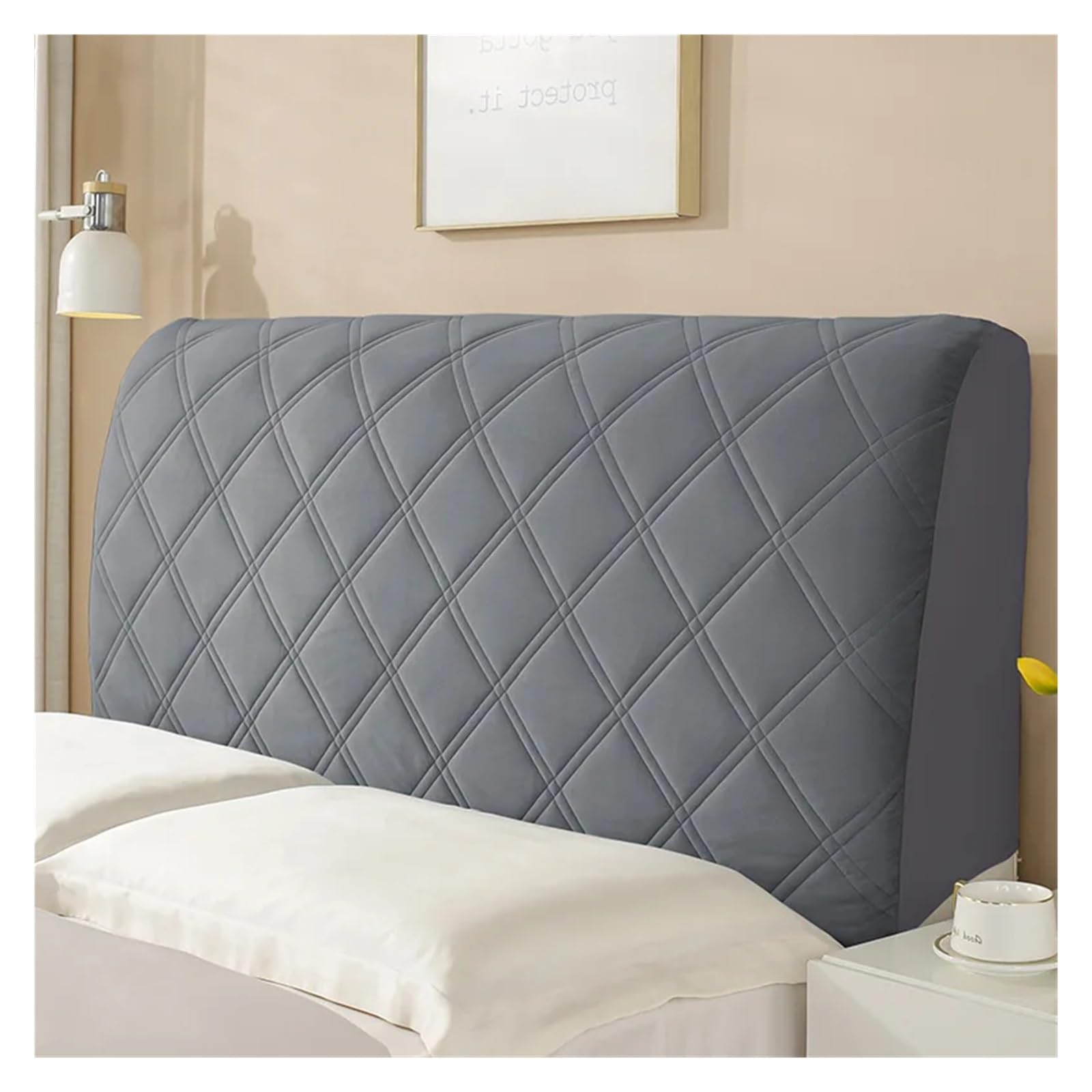 Ayztantine Bed Headboard Cover Bed Head Cover Velvet Thick Bedhead Covers Bed Head Protection Headboard Cover Bedroom Removable Bedside Cover(Color 2,W190 x H70cm)