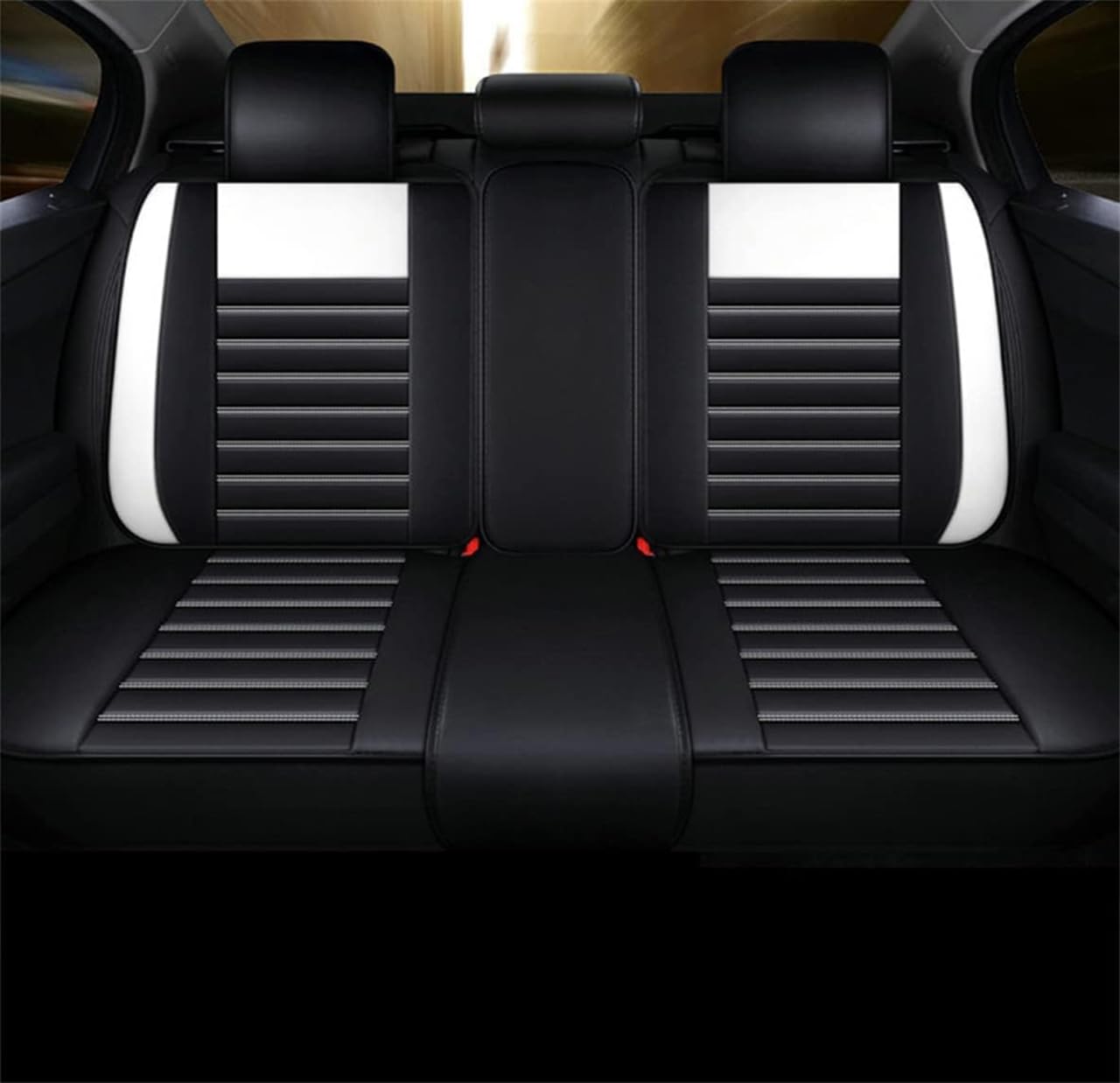 Tuqiang Autostoelhoezen voor Ford Kuga ST-line 2009-2020 5-zits comfortabele lederen stof zitkussen all-weather autokussen volledige set, zwart-rood