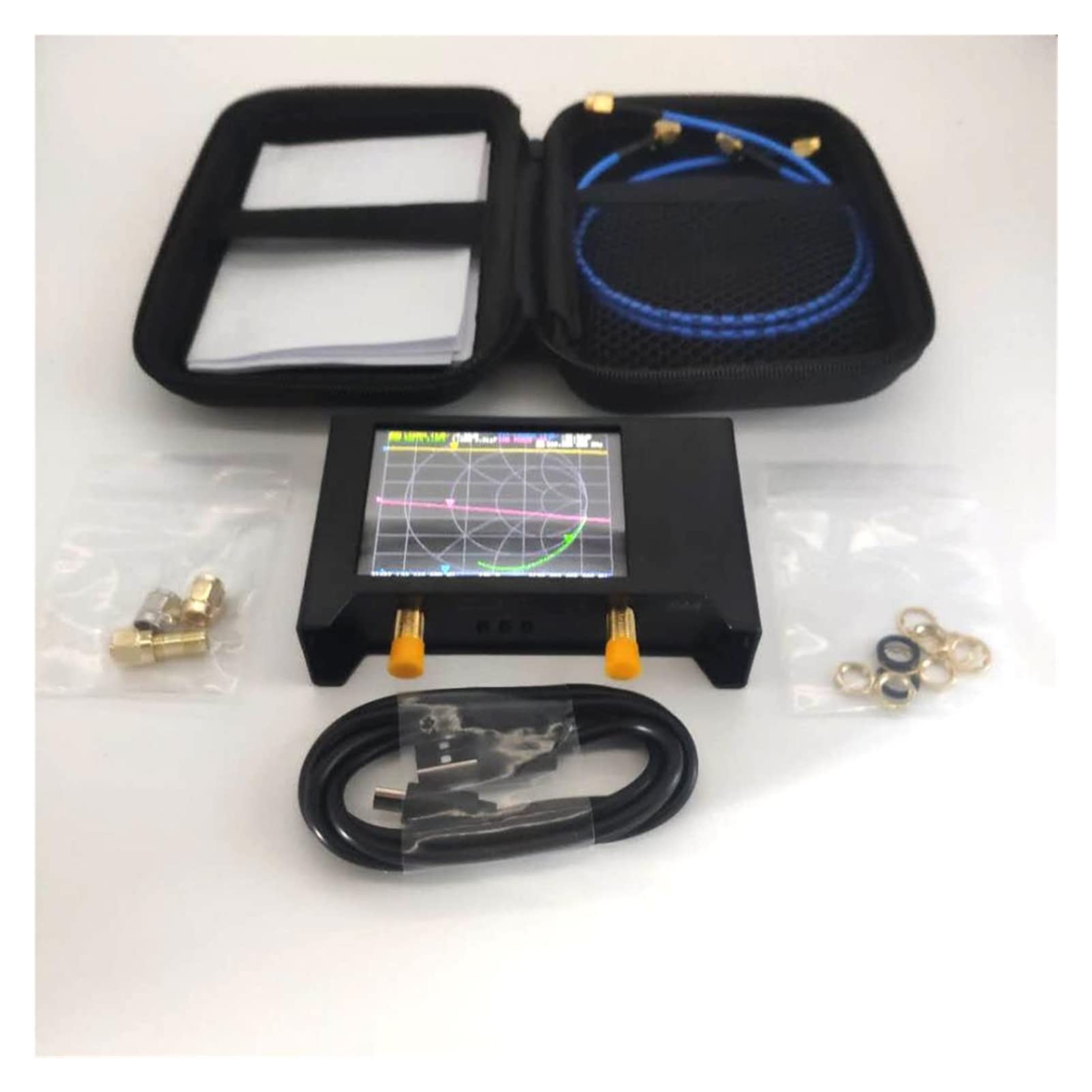 Analizador de redes, VNA V2/ SAA2 3G Versión Vna hf VHF UHF UV Analizador de antena de analizador de red de vectores con Eva Bolsa de almacenamiento(X2)