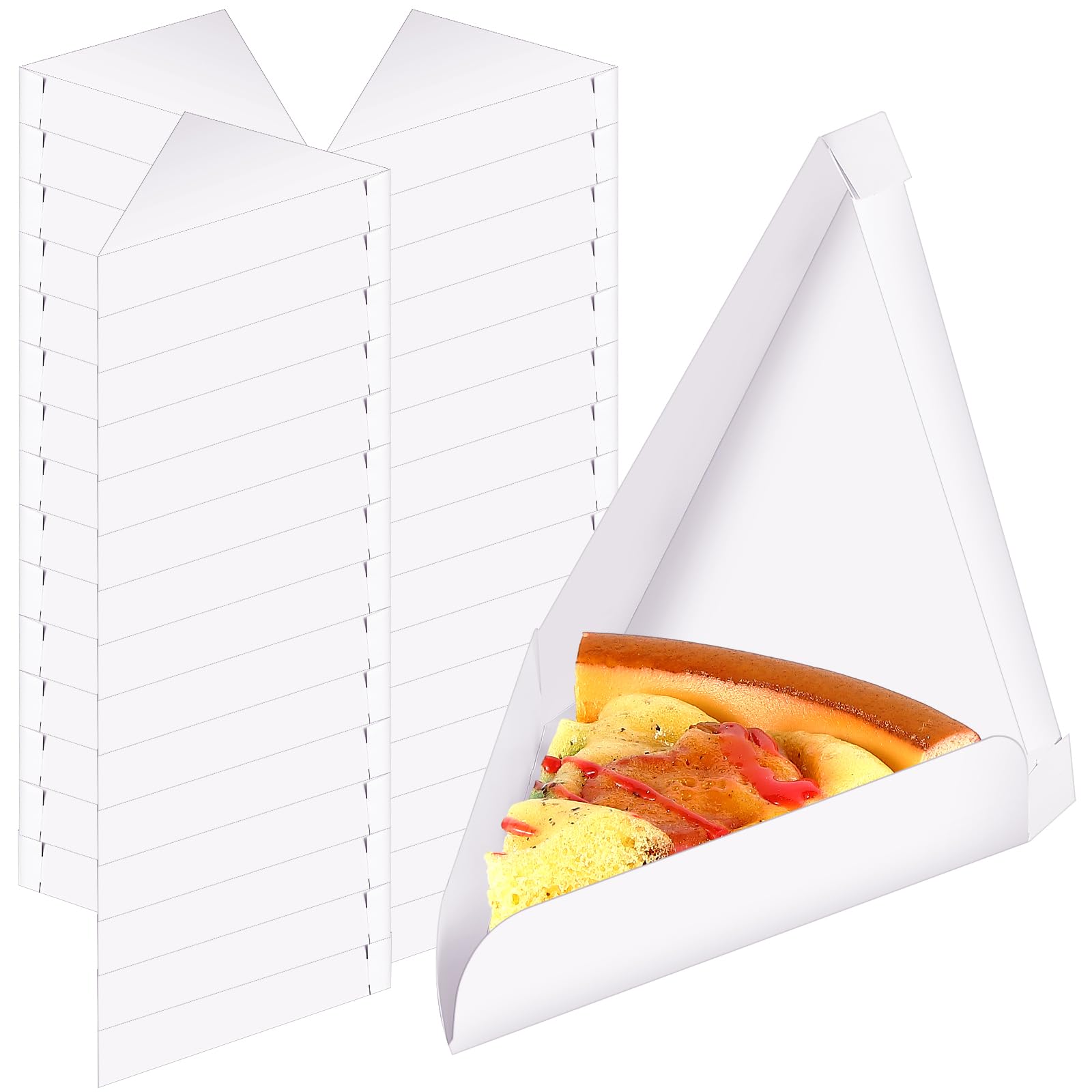 Tioncy 150 Pcs Pizza Slice Box 9.65 x 7.28 x 1.77 Inch Bulk Disposable Single Slice Wedge Tray Paperboard Triangle Pizza Container Boxes Holder