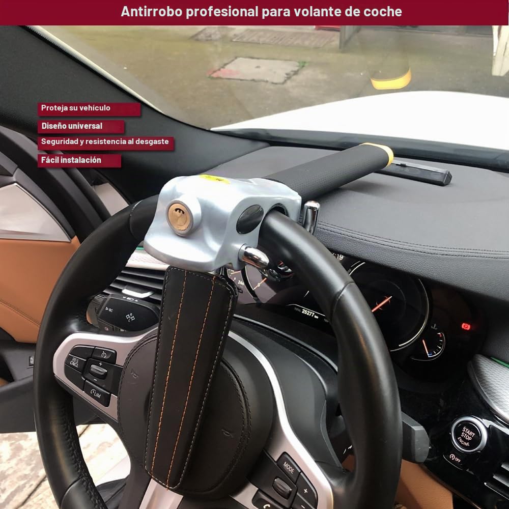 Bloqueo Automático Del Volante Del Coche, Dispositivo Antirrobo De Cerradura De Coche Con 3 Llaves, Disuade A Los Ladrones Y Protege Tu Vehículo Para Todos Los Coches, Vehículos, Camiones, Suv, Etc