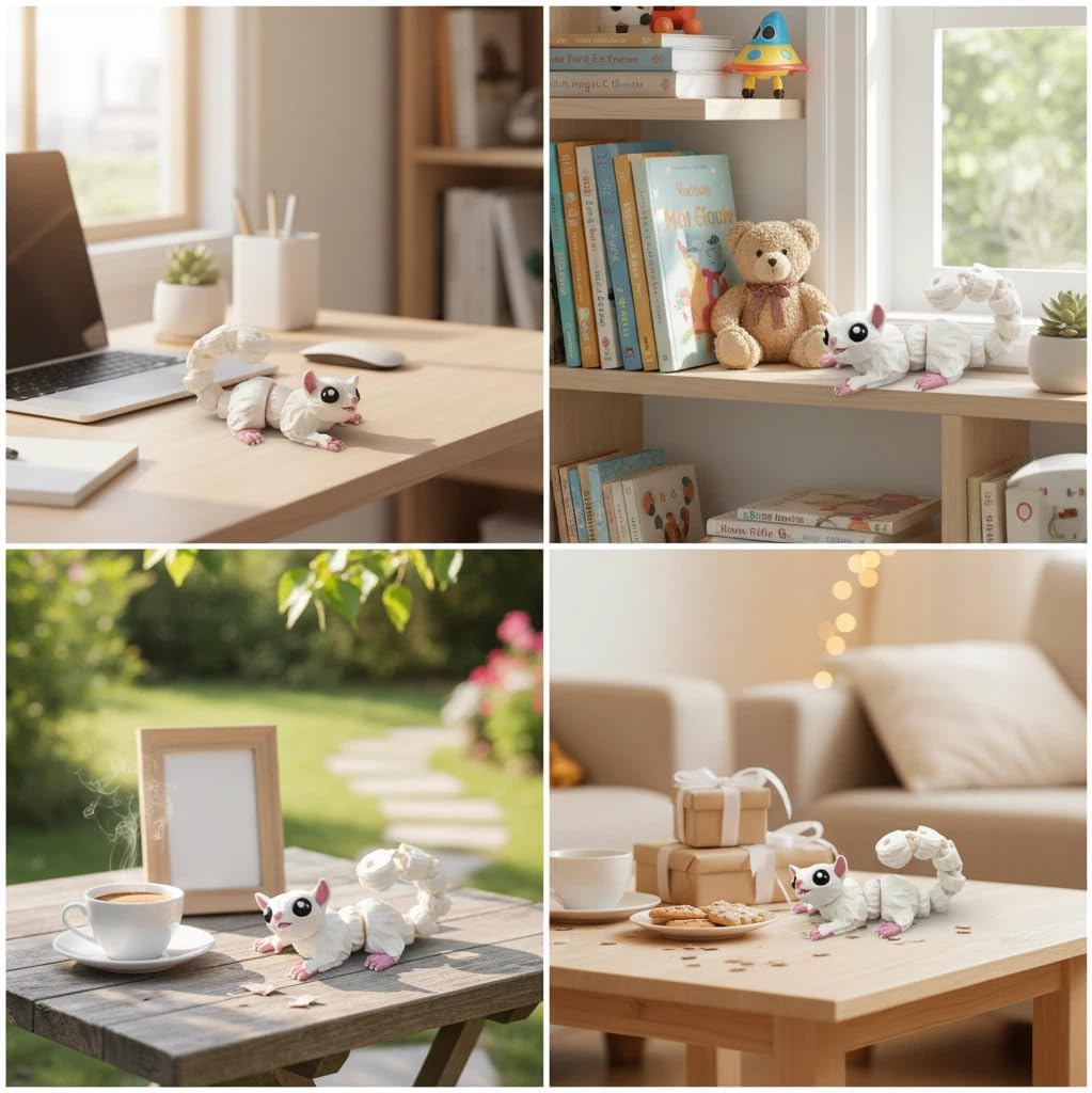 3D Printed Flying Squirrel Articulated Animal - 16 cm Stress Relief Animal Desktop Decoration (Flying Squirrel)