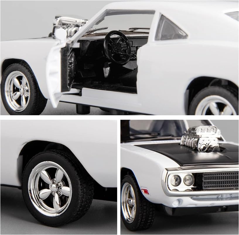 Image of Kids Model 1:32 Fast & Furious 7 Die Cast Metal Car Pull Back Action Opening Doors with Realistic Engine Sound Lights Toy Car Gift for Boys - White