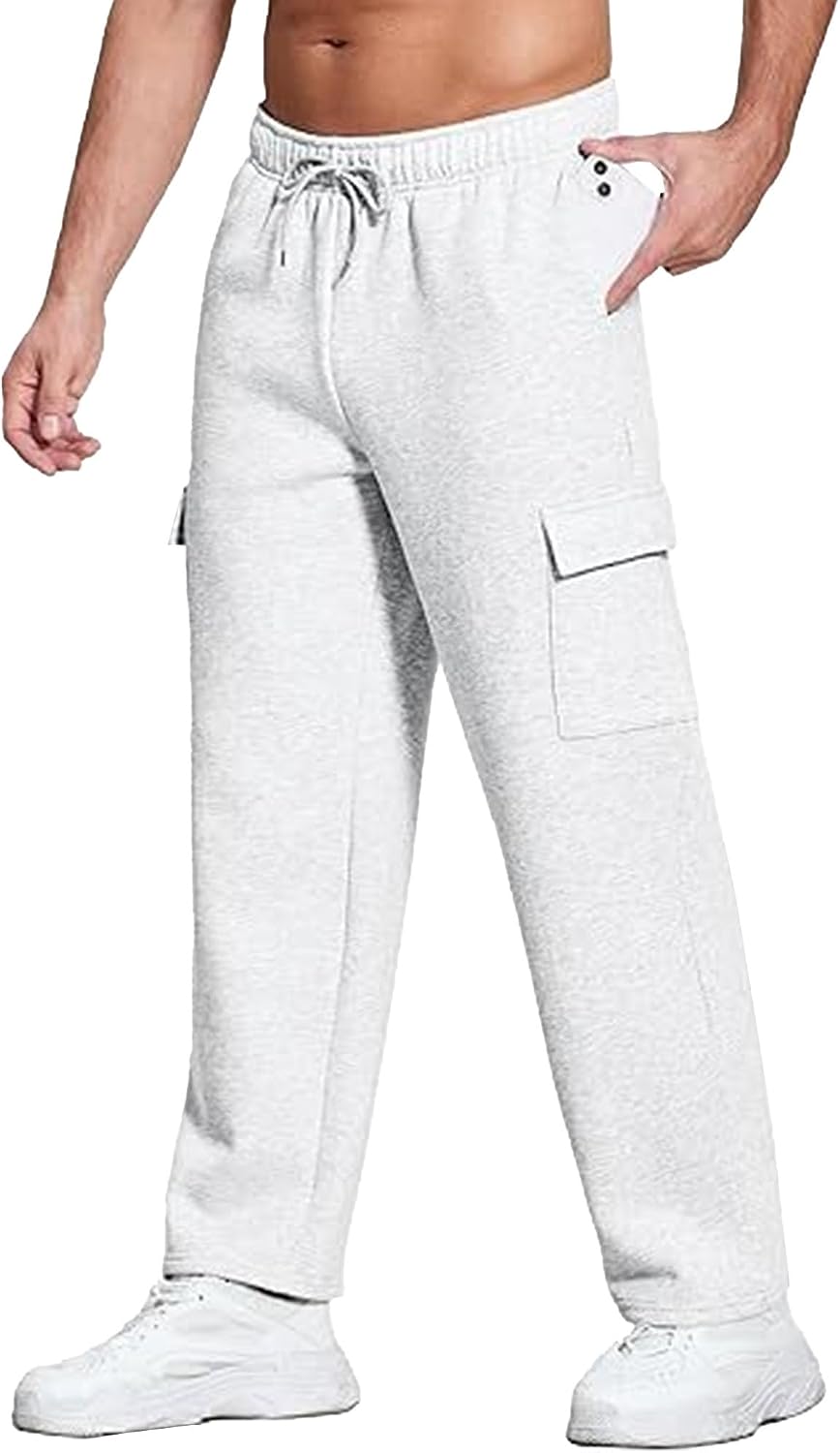 Men Drawstring Loose Sweatpants Classic Comfy Gym Overalls Sport Pants Fall Young Fashion Straight Long Pants