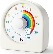 LIORQUE Minuteur Visuel Enfant Rechargeable avec Fonction Pause, Support Sonore et Muet, Timer Enfant avec Boîtier en Silicone, Convient aux Cuisine, Salle de Classe, Réunions - Blanc