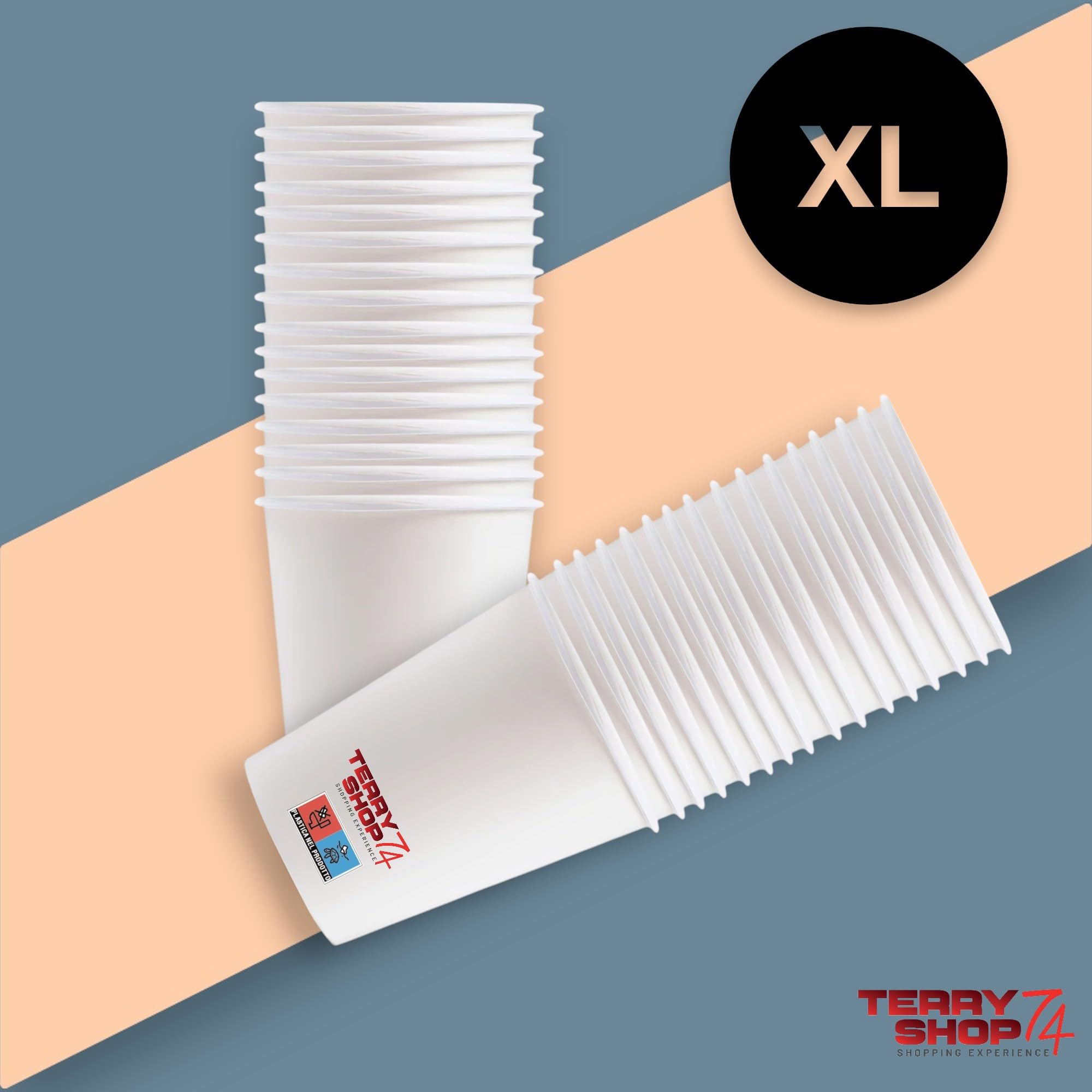 Terryshop74 Bicchieri in carta mod 180 XL Bevande calde e fredde bibite a prova di tenuta (XL Bianco, 100, unità)