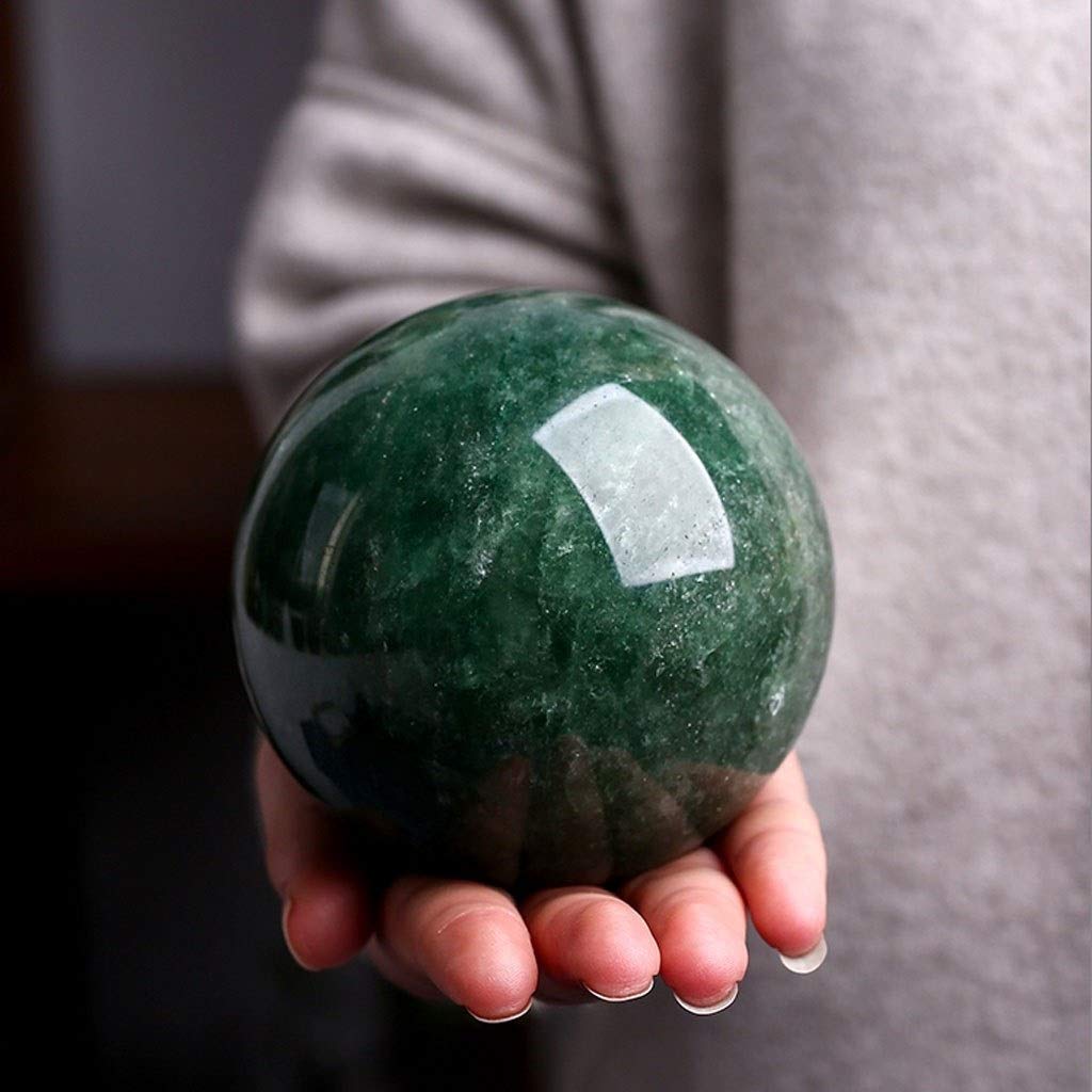 bola de cristal (en la magia occidental) Verde natural cristalina de la fresa, la bola de cristal, bola de piedra raro de energía verde for curación de cristal, meditación, Adivinación, Feng Shui, Hec