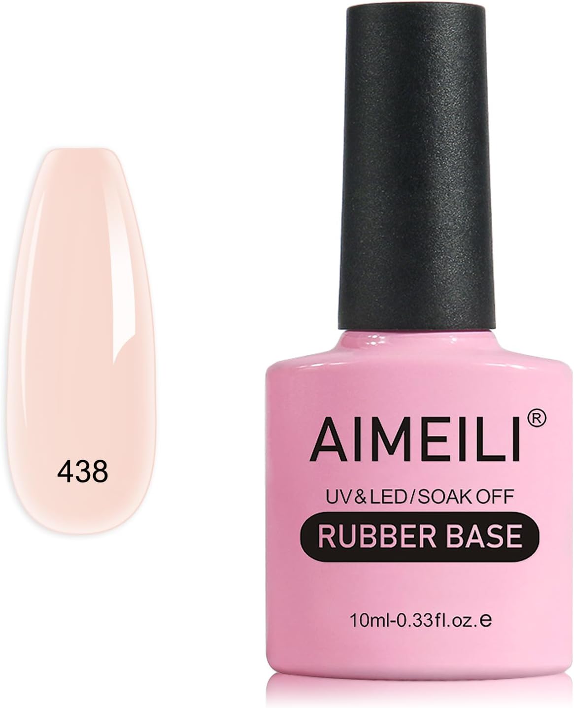 AIMEILI Rubber Base Gel Polish, Transparante Kleur Base Coat Nail Polish UV/LED Soak Off, Rubber base Nail Gel voor Nail Enhancers Nail Rhinestones Lijm Gel-10ml (438)