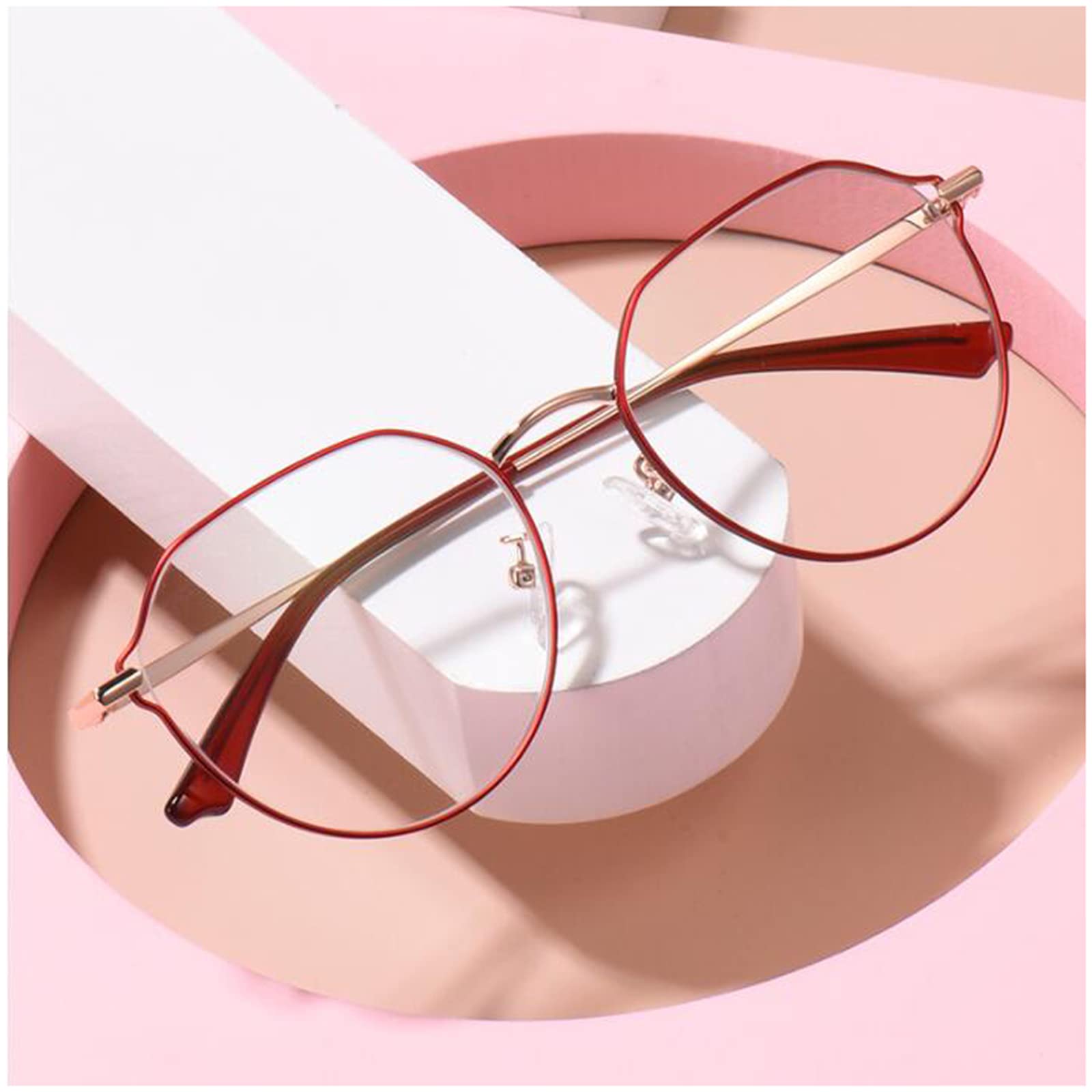 Damskie Okulary Do Czytania Z Dużą Metalową Oprawką, Blokujące Niebieskie Światło, Modne Okulary Komputerowe Przeciw Zmęczeniu Oczu/2.5