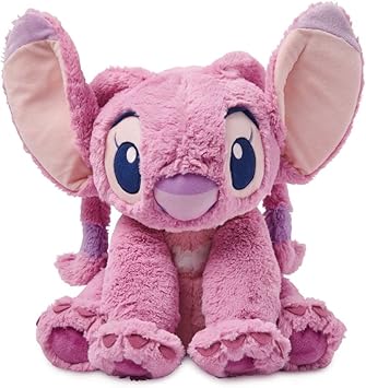 Disney Store Official Angel Medium Soft Toy for Kids, Cuddly Character with Fuzzy Texture and Embroidered Details, Flexible Floppy Ears, Disney Plushy Suitable for All Ages.