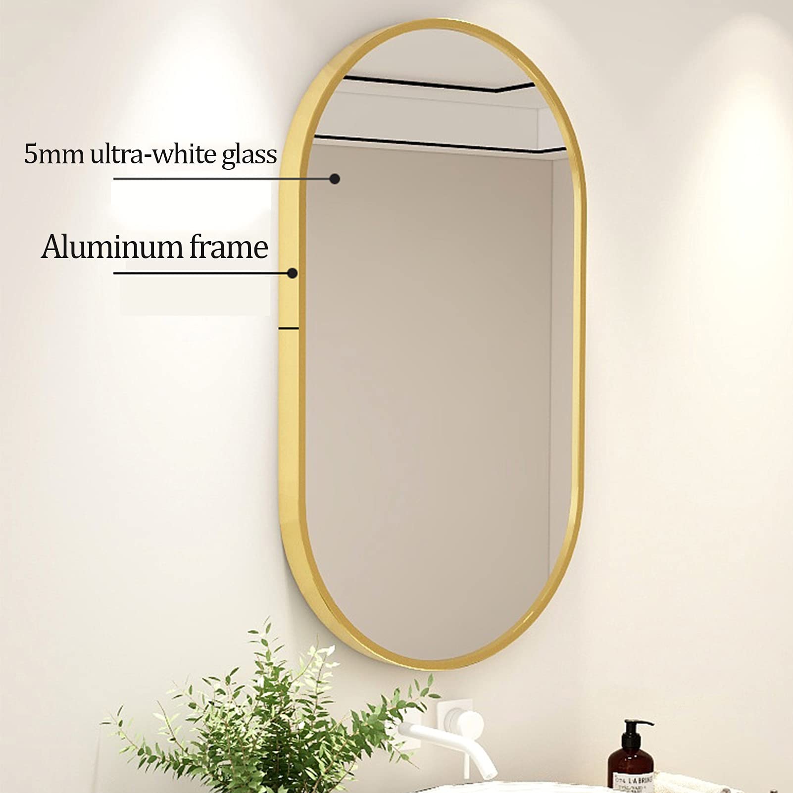 Specchio Ovale 40 x 60 cm, Specchio da Bagno Montato a Parete, Specchio a Parete Appeso Orizzontale o Verticale per Soggiorno, Camera da Letto, Ingresso Black,40x60cm
