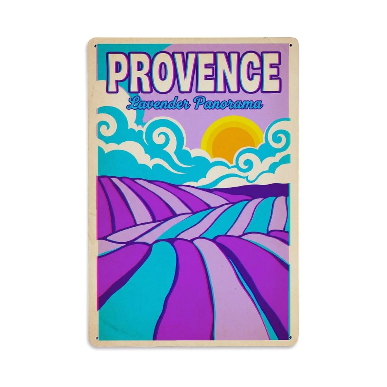Gead 8X12inch Style Vintage Travel Provence Purple Panorama Metal Tin Sign