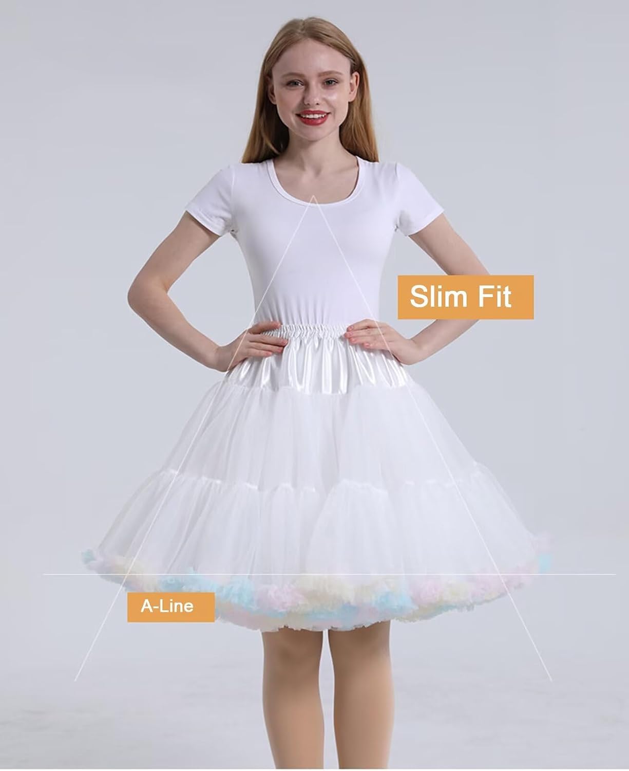 Women's Tutu Tulle Skirt Soft Puffy Elastic Petticoat Layered Ballet Tulle Party Princess Underskirt