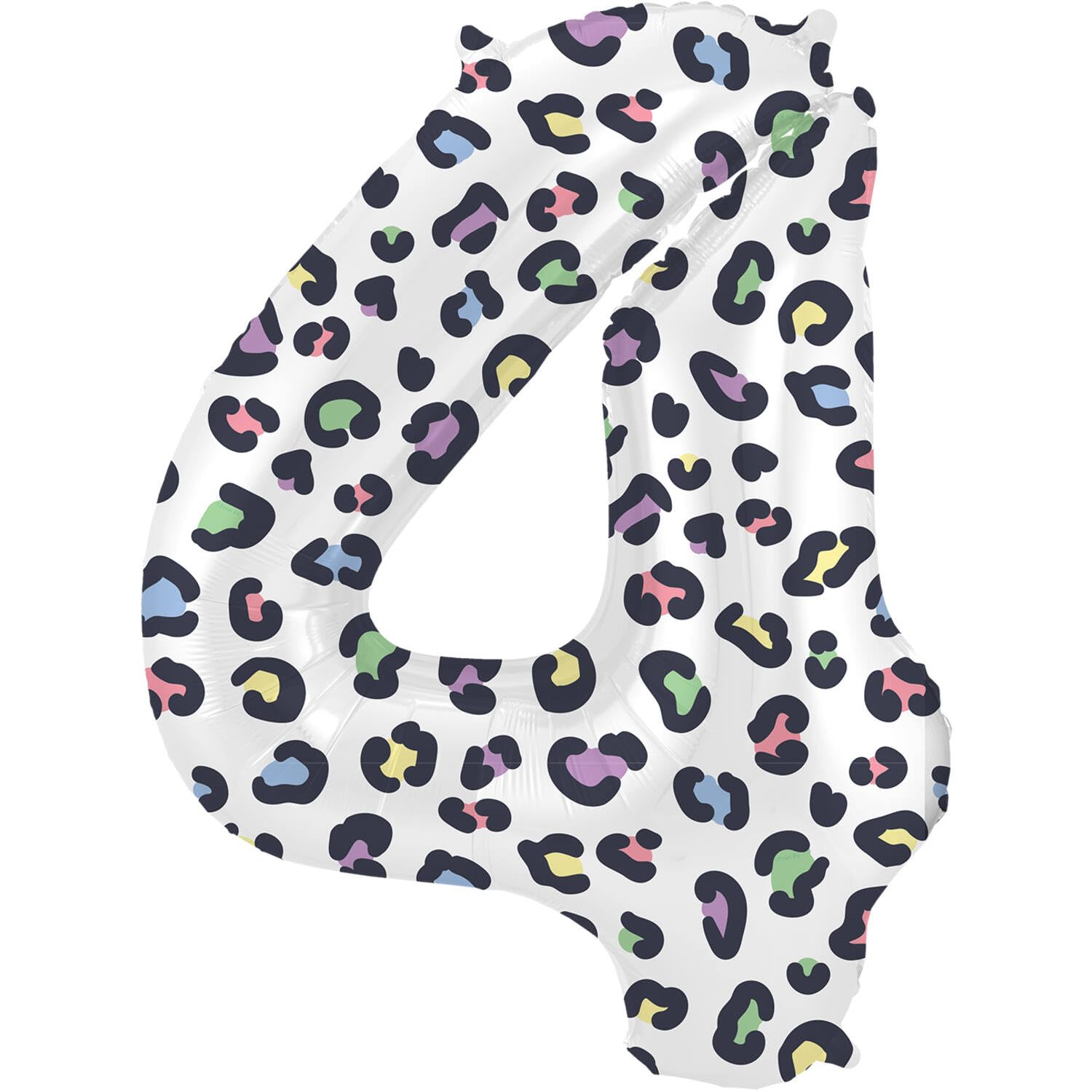 Folat 63914 Birthday Balloon Number 4 Bright Panther White 86 cm Helium Decoration Birthday Decoration Balloon Number Colourful