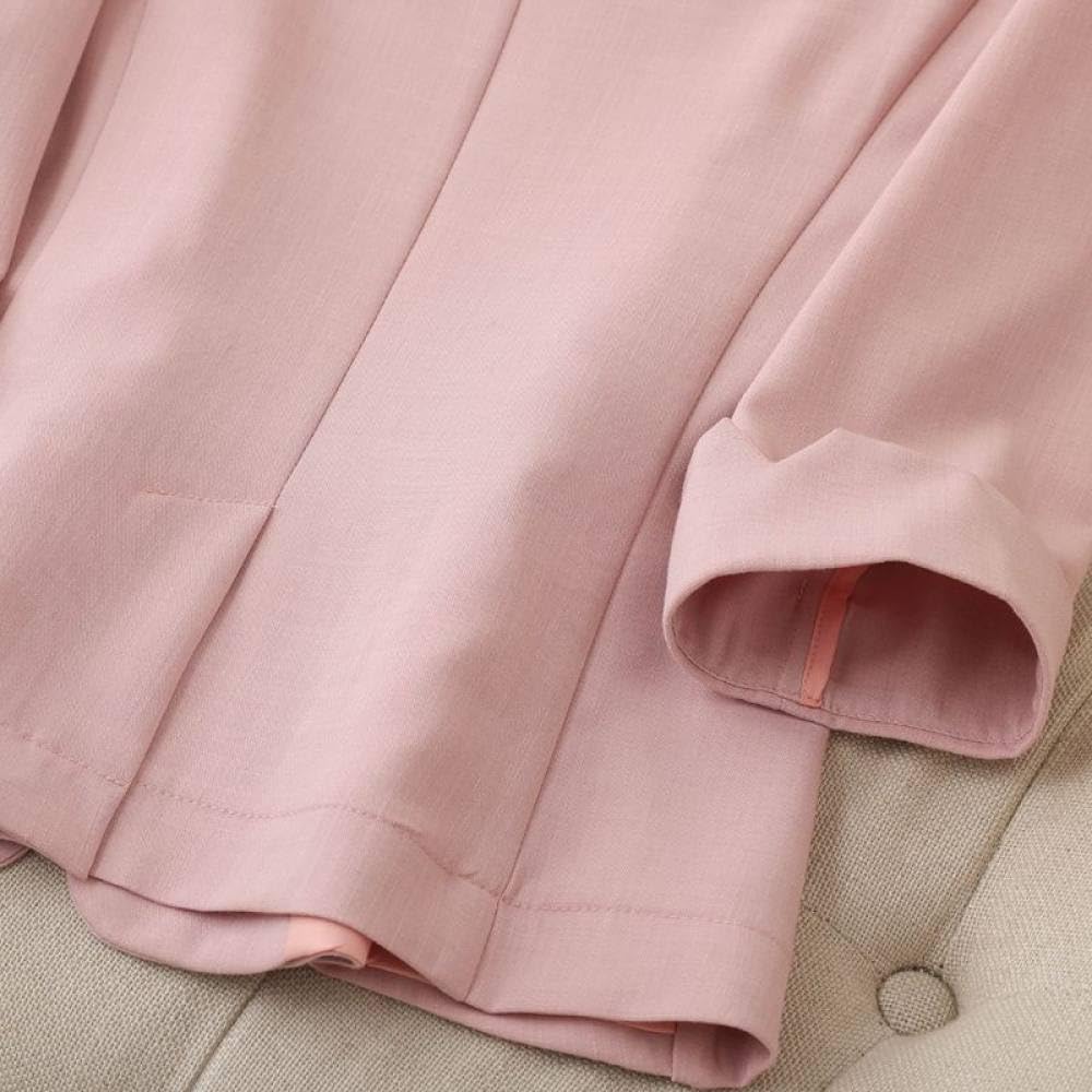 Anzug Damen,Kurzer Damen Blazer, 3/4 Ärmel, Gekerbtes Revers, Jaclet, Lässiger Cardigan Mit Offener Vorderseite, Rosa Leinen, Slim Fit Mantel, Abendanzug, Jacken, Achselzucken, Business, Maßgesch