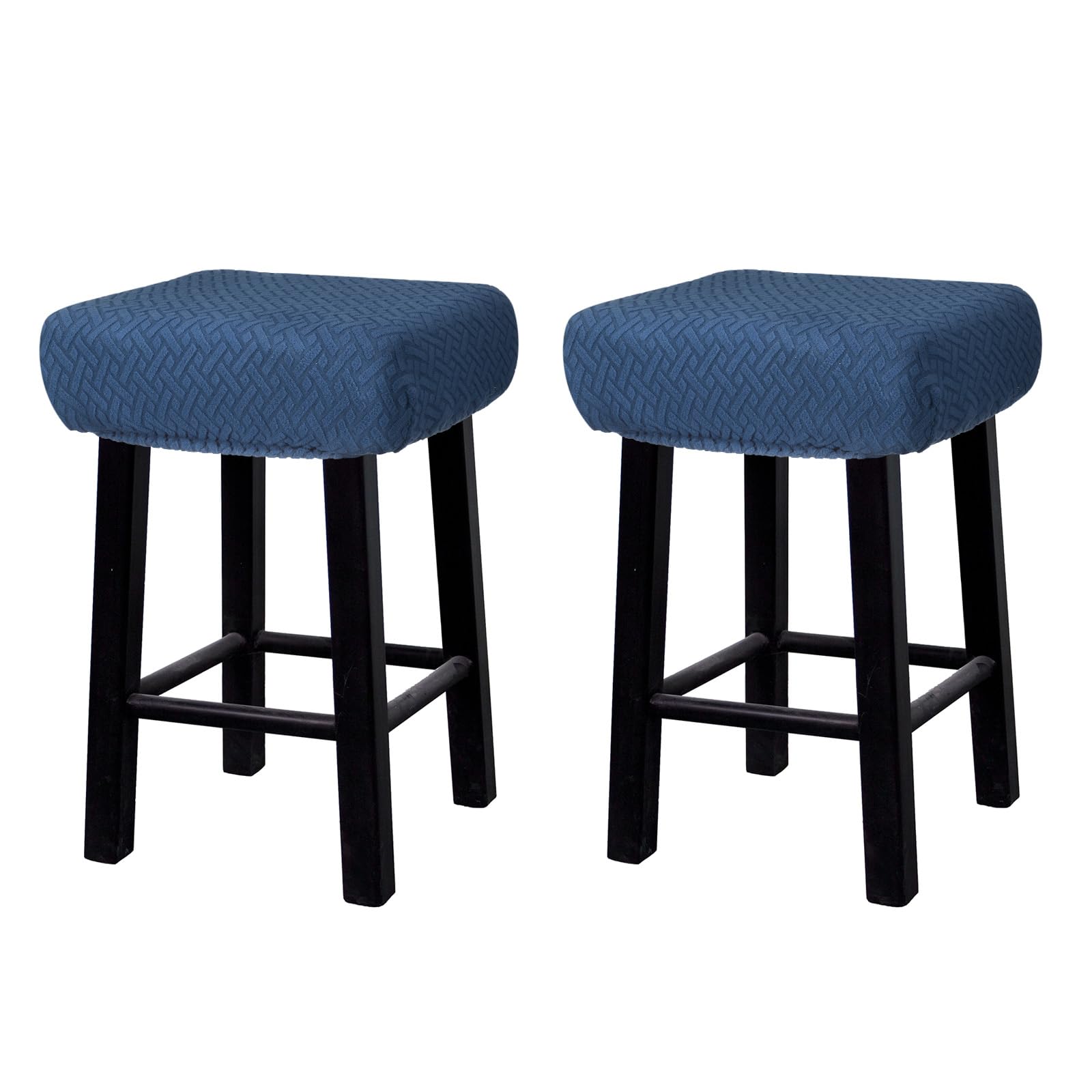 uxcell 2pcs Stool Covers Rectangle, Bar Stool Covers Saddle Seat Cover for Wooden Metal Bench Chair Navy Blue