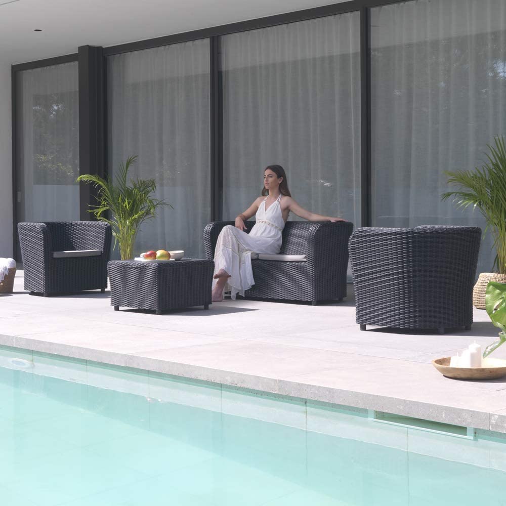 Shaf - Nova | Muebles Jardin Exterior - Sofa 2 Plazas para Terraza o Balcon | Fabricado en España con Materiales Reciclados - Color Grafito